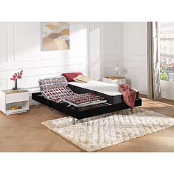 Vente-Unique Lit électrique de relaxation tout plots + matelas ressorts ensachés et mémoire forme - 2 x 80 x 200 cm - Noir - PHANES de DREAMEA 