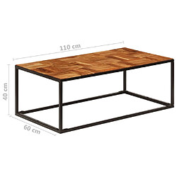 vidaXL Table basse 110x60x40 cm Bois d'acacia solide et acier pas cher