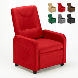 LE ROI DU RELAX Fauteuil inclinable Relax 4 roues avec repose-pieds en tissu Beautiful | Couleur: Rouge 