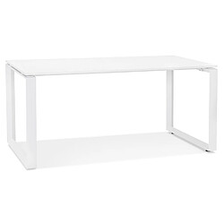 Alterego Bureau droit design 'BAKUS' en bois et métal blanc - 160x80 cm