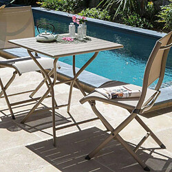 Proloisirs Table de jardin carrée en aluminium 2 personnes Globe crème.