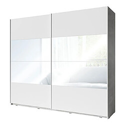 Mes Armoire 2 portes coulissantes 250 cm décor béton et blanc mat - ASHY 