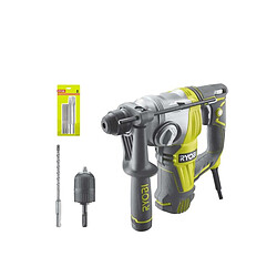 Pack Perforateur Burineur RYOBI SDSPLUS 800W - 4 modes - RSDS800-KC - Kit 3 forets RYOBI plus 2 burins SDS+ - RAKSP05