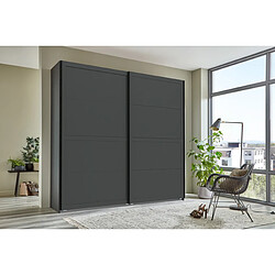 Pegane Armoire, placard avec portes coulissantes coloris graphite - longueur 225 x hauteur 208 x profondeur 65 cm