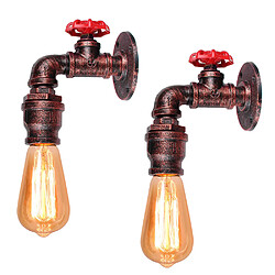 Stoex 2x Créative Vintage Applique murale Conduite D'eau Industriel Rétro Lampe de Mur Fer Métal E27 60 W Max pour Restaurant, Café, Bar, Cuisine, Chambre à coucher, Rouille Rouge