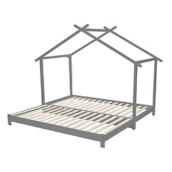 ComfortXL Lit Enfant En Bois 90 180 X 190 Cm, Lit Convertible Solide Avec Sommier À Lattes, Gris