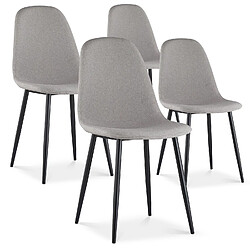 Lot de 4 chaises Bali tissu gris pieds noir