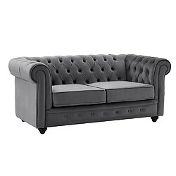 Vente-Unique Canapés 3 places et 2 places en velours anthracite CHESTERFIELD pas cher