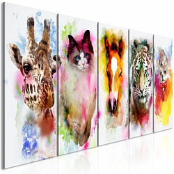 Paris Prix Tableau 5 Panneaux Watercolour Animals Narrow 90 x 225 cm 