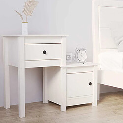 Maison Chic Table de chevet,Table de Nuit,Meuble de Rangement Blanc 79,5x38x65,5 cm Bois de pin massif