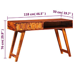 vidaXL Table d'écriture Bois massif de Sesham 118 x 50 x 76 cm pas cher