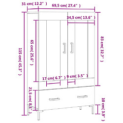 vidaXL Buffet haut chêne fumé 69,5x31x115 cm bois d'ingénierie pas cher