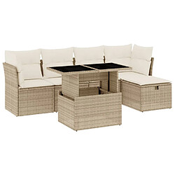 vidaXL Salon de jardin avec coussins 6 pcs beige résine tressée