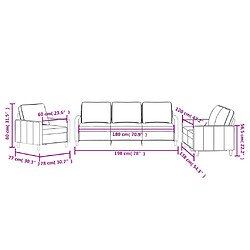 vidaXL Ensemble de canapés 3 pcs avec coussins Marron Velours pas cher