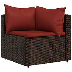 Avis vidaXL Salon de jardin 4 pcs avec coussins Marron Résine tressée