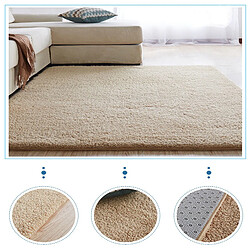 LUUCOZK Tapis moelleux en fausse fourrure Tapis à poils longs pour chambre à coucher SalonChambre-Beige-140x200 cm 