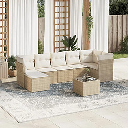 Maison Chic Salon de jardin avec coussins 8 pcs | Ensemble de Table et chaises | Mobilier d'Extérieur beige résine tressée -GKD70982