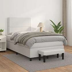 vidaXL Sommier à lattes de lit avec matelas Blanc 120x200cm Similicuir 