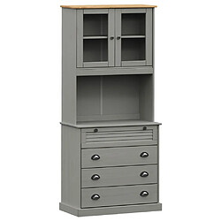 vidaXL Buffet haut VIGO gris 80x40x176 cm bois massif de pin