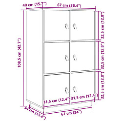 vidaXL Buffet haut Noir 67x40x108,5 cm Bois massif de pin pas cher