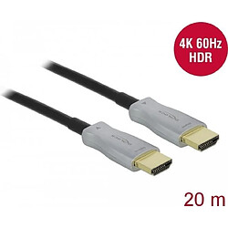 DeLOCK - Highspeed HDMI-Kabel - HDMI (M) bis HDMI (M) - 20,0m - Glasfaser - Schwarz - 4K Unterstützung, Active Optical Cable (AOC) (85015)