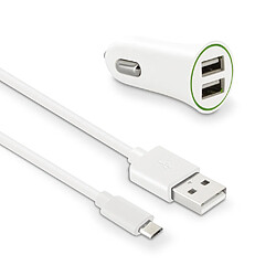 MOOOV Chargeur allume-cigares 2 USB-A 2,4 A + câble micro-USB 1 m - blanc