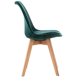 Decoshop26 Lot de 4 chaises de salle à manger design scandinave en tissu velours vert pieds bois clair CDS10386