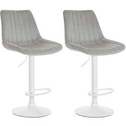 Non Lot de 2 tabourets de bar Toni velours blanc 