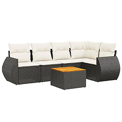 vidaXL Salon de jardin 6 pcs avec coussins noir résine tressée