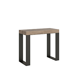 Itamoby Console Tecno Small Premium cm.90x40 (extensible à 196) Chêne Nature cadre Anthracite