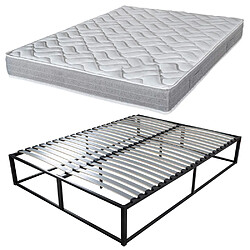 Ebac Sommier démontable surélevé KIT27 + Matelas Maryland - 40 lattes bois - Gain de place