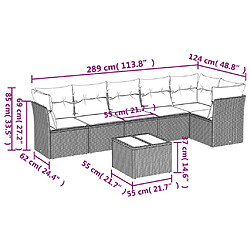 Avis vidaXL Salon de jardin avec coussins 7 pcs gris résine tressée