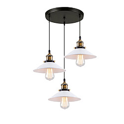 Stoex Suspension Luminaire Industrielle Vintage en Métal Fer , Rétro Lustre Lampe Plafonnier Corde Ajustable pour Cuisine Salle à Manger Salon Bar, Blanc