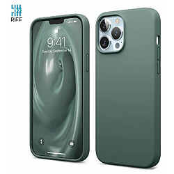 Riffi Coque Riff Thin & Soft en silicone avec intérieur en fibre douce pour Apple iPhone 13 Vert Minuit 