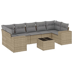 vidaXL Salon de jardin avec coussins 8 pcs beige résine tressée