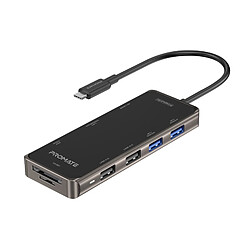 Promate Primehub-Go Hub USB-C 100W PD, HDMI 4K@30Hz, 1080p Ethernet, AUX, SD/TF, 4x USB-A 3.0/2.0 