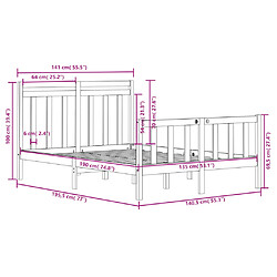 vidaXL Cadre de lit sans matelas 135x190 cm bois massif pas cher