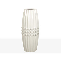 Vase Romimex Blanc Argenté Céramique 13 x 32 x 13 cm