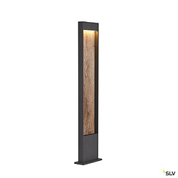 Borne extérieur SLV FLATT 100 anthracite/imitation bois avec LED intégrée pour éclairage extérieur, Hauteur 100 cm