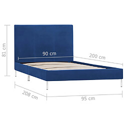 vidaXL Cadre de lit sans matelas bleu tissu 90x200 cm pas cher