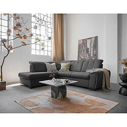 Bestmobilier Paul - canapé d'angle gauche - 5 places - convertible avec coffre et têtières - en tissu Paul - canapé d'angle gauche - 5 places - convertible avec coffre et têtières - en tissu - Gris foncé