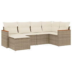 vidaXL Salon de jardin avec coussins 6 pcs beige résine tressée