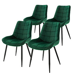 ML-Design Lot de 4 chaises salle à manger en vert foncé velours pieds acier noir 120 kg 