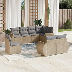 vidaXL Salon de jardin avec coussins 8 pcs beige résine tressée 