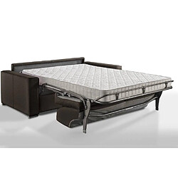 Inside 75 Canapé convertible 2-3 places EXCELLENCE 120 cm sommier lattes matelas MEMORY 18 cm inclus cuir vachette marron chocolat