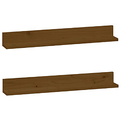 vidaXL Étagères murales 2 pcs Marron miel 80x11x9cm Bois de pin massif