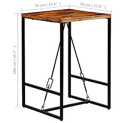 vidaXL Table de bar Bois de récupération massif 70x70x106 cm pas cher