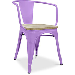 ICONIK INTERIOR Chaise avec accoudoir Stylix - Métal et bois clair Violet Clair