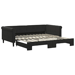 Maison Chic Lit de jour avec lit gigogne et matelas, Lit de repos Lit d'invité pour Salon Chambre,Canapé-lit noir 100x200 cm velours -MN77615