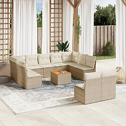 Maison Chic Salon de jardin avec coussins 12 pcs | Ensemble de Table et chaises | Mobilier d'Extérieur beige résine tressée -GKD18218